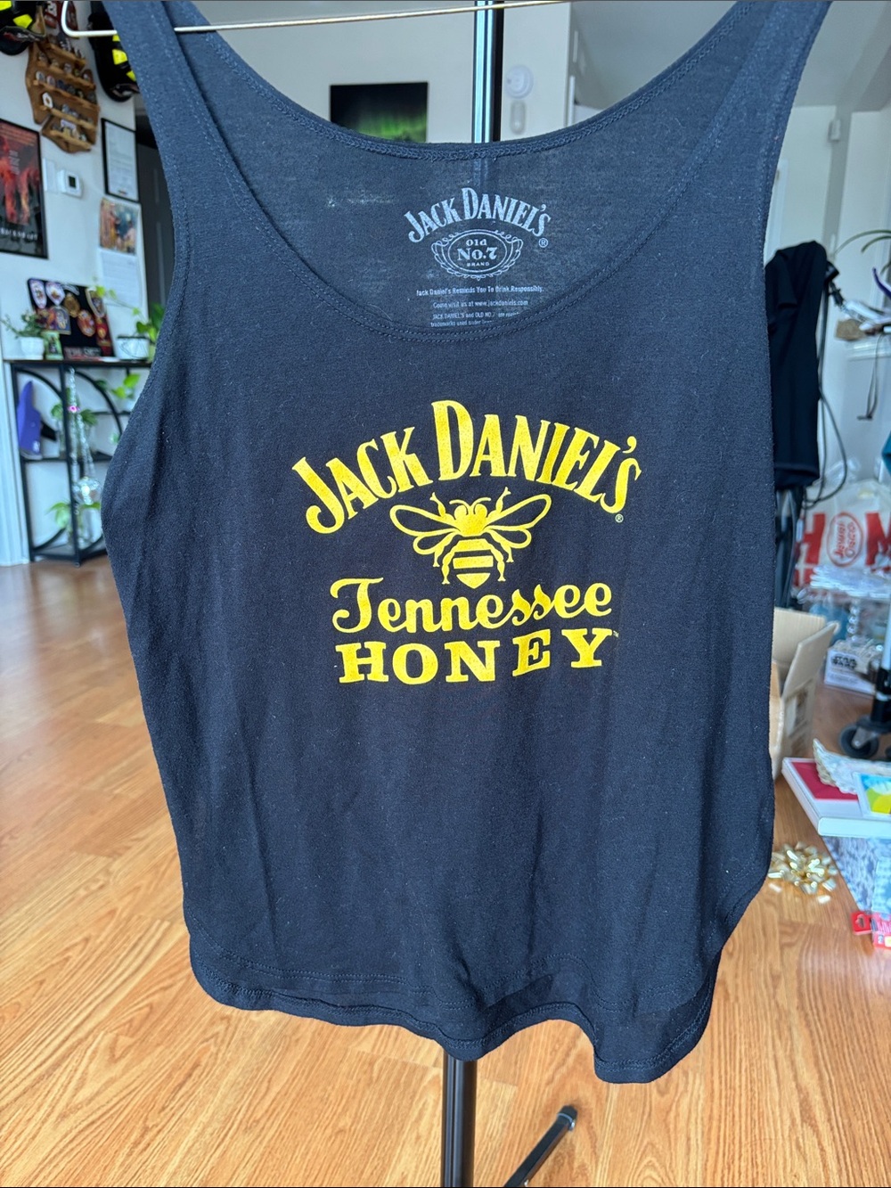 Jack Daniel's Black Tank with Yellow Logo and Bee Motif